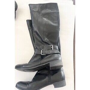 NINE WEST VINT. AMER. WOMEN VASHIZA KNEE-HIGH RIDING BLK LEATHER BOOTS Size 8